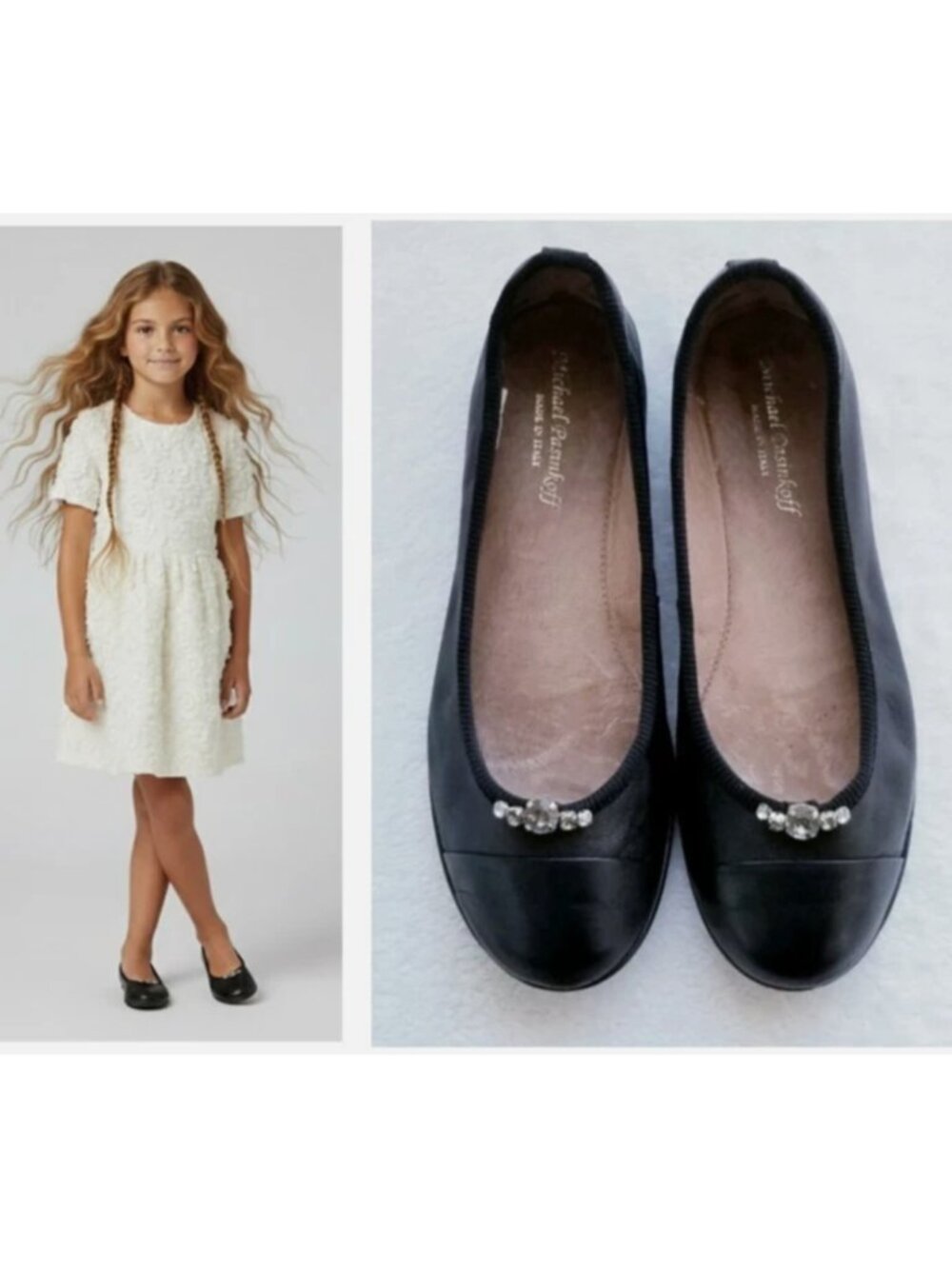 MICHAEL PASINKOFF Italy Little Eric Shoes ~rhinestone~ flats $130 eu-34 / us-2.5